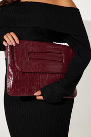 DONT SHOOT THE MESSENGER HANDBAG - BURGUNDY CROC