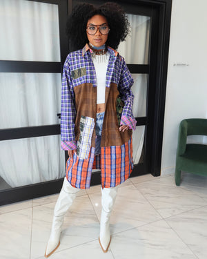 CHECK MATE CUSTOM KIMONO - NAVY MULTI