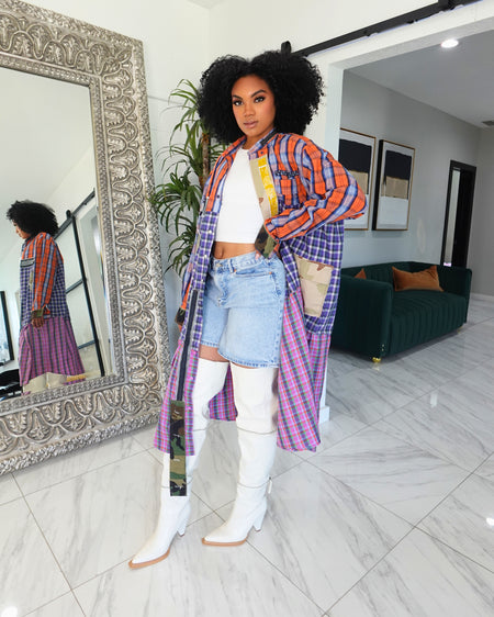 CHECK MATE CUSTOM KIMONO - ORANGE MULTI