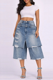 DOUBLE UP DENIM SHORTS
