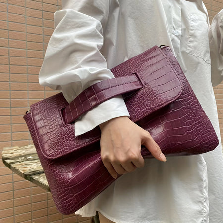 DONT SHOOT THE MESSENGER HANDBAG - BURGUNDY CROC
