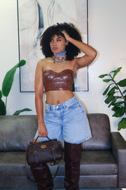 BDONNAS LUX EVERYDAY ICON SATCHEL BAG - DARK BROWN LEATHER