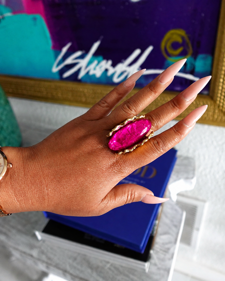 JADED RING - PINK  & GOLD