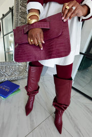 DONT SHOOT THE MESSENGER HANDBAG - BURGUNDY CROC