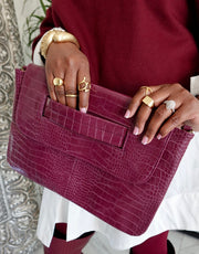 DONT SHOOT THE MESSENGER HANDBAG - BURGUNDY CROC