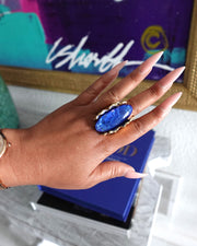 JADED RING -  BLUE & GOLD