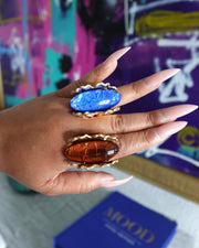 JADED RING -  BLUE & GOLD