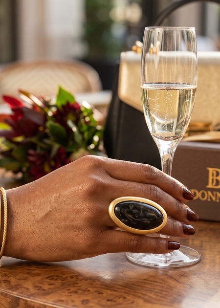 BE JEWELED RING - BLACK