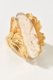 JADED RING -  SILVER & GOLD