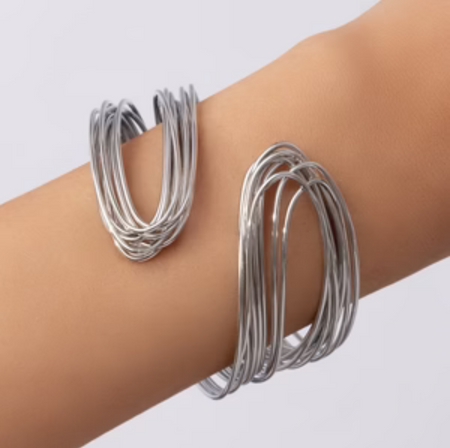 HOT WIRE CUFF BANGLE - SILVER