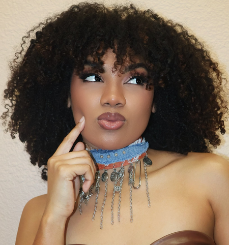 CHARM CHOKER - BROWN & BLING