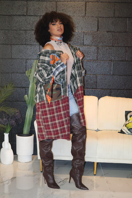 CHECK MATE CUSTOM KIMONO - GREEN MULTI