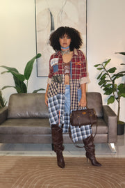 CHECK MATE CUSTOM KIMONO - BURGUNDY MULTI