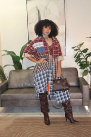 CHECK MATE CUSTOM KIMONO - BURGUNDY MULTI