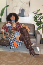 CHECK MATE CUSTOM KIMONO - BURGUNDY MULTI