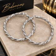 TWISTED EARRINGS - MULTI SILVER LARGE