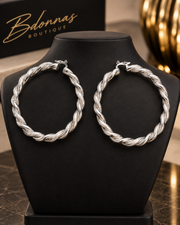 TWISTED EARRINGS - MULTI SILVER LARGE