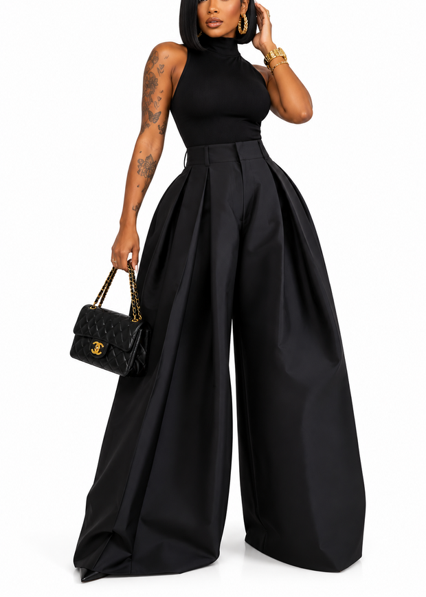 TAKING SPACE WIDE LEG PANTS- BLACK